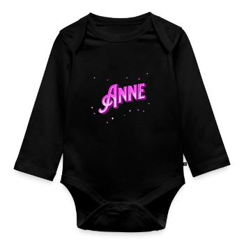 Nom Anne personnalisé - Body Bébé bio manches longues - noir - Devant