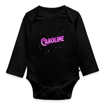 Caroline Namen personalisiert - Baby Bio-Langarm-Body - Schwarz - Vorne