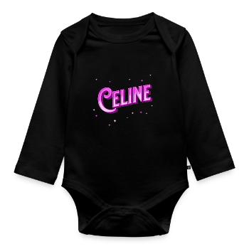 Céline nom personnalisé - Body Bébé bio manches longues - noir - Devant