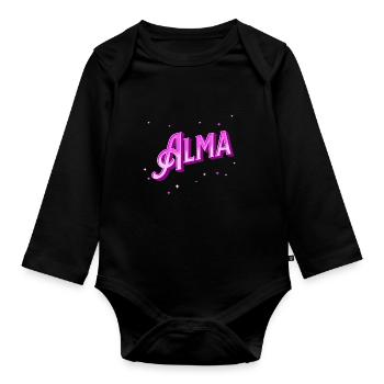 Alma Namen personalisiert - Baby Bio-Langarm-Body - Schwarz - Vorne