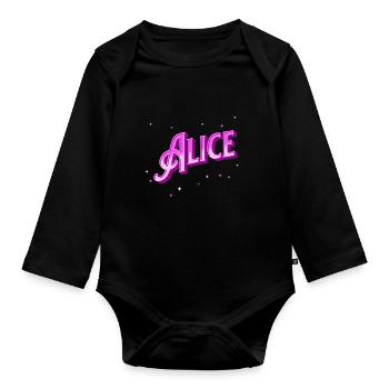 Alice Namen personalisiert - Baby Bio-Langarm-Body - Schwarz - Vorne