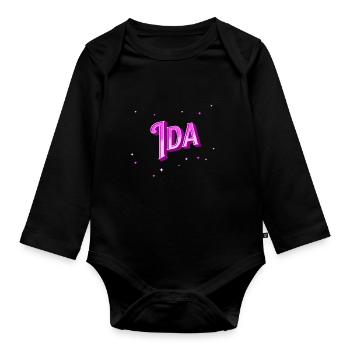 Ida name personalized - Organic Longsleeve Baby Bodysuit - black - Front