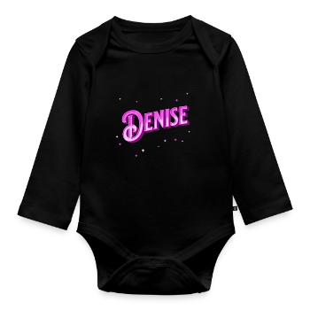 Denise Namen personalisiert - Baby Bio-Langarm-Body - Schwarz - Vorne