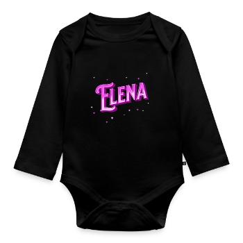 Elena's name personalized - Organic Longsleeve Baby Bodysuit - black - Front