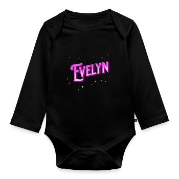 Evelyn Namen personalisiert - Baby Bio-Langarm-Body - Schwarz - Vorne