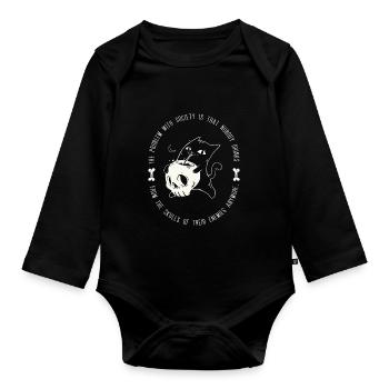 Trink aus dem Schädel deiner Feinde Falsche - Baby Bio-Langarm-Body - Schwarz - Vorne