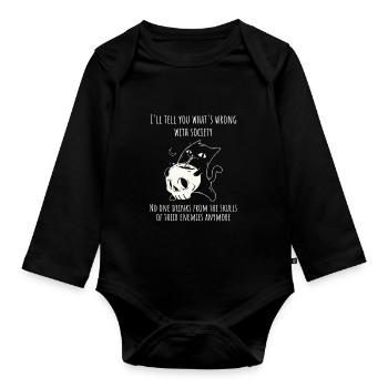 Trink aus dem Schädel deines Feindes Lustige Katze - Baby Bio-Langarm-Body - Schwarz - Vorne