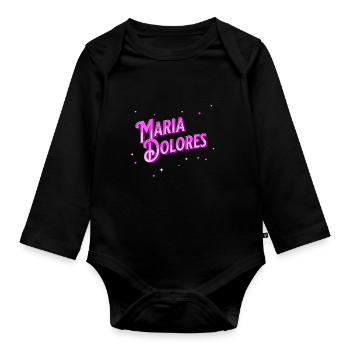 Maria Dolore's name personalized - Organic Longsleeve Baby Bodysuit - black - Front
