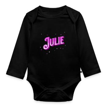 Le prénom de Julie personnalisé - Body Bébé bio manches longues - noir - Devant