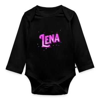 Le nom de Lena personnalisé - Body Bébé bio manches longues - noir - Devant