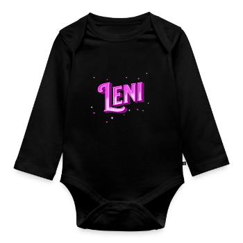 Le nom de Leni personnalisé - Body Bébé bio manches longues - noir - Devant