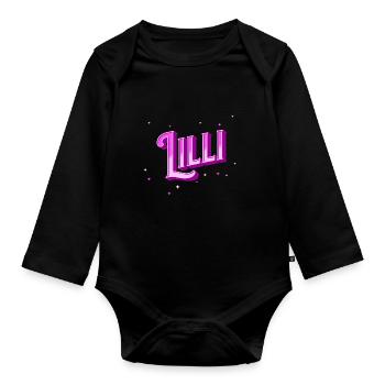 Lilli Namen personalisiert - Baby Bio-Langarm-Body - Schwarz - Vorne