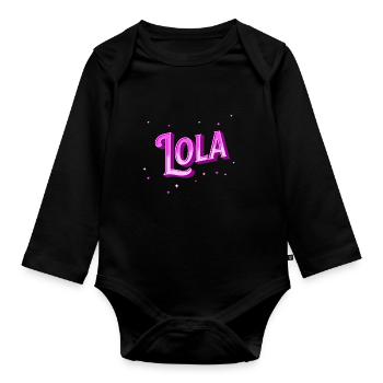 Nom Lola personnalisé - Body Bébé bio manches longues - noir - Devant