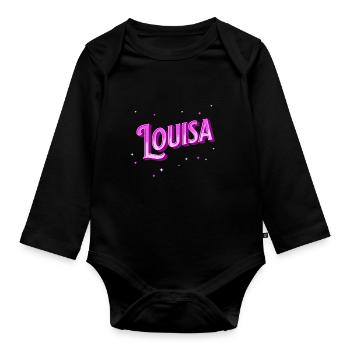 Louisa nom personnalisé - Body Bébé bio manches longues - noir - Devant