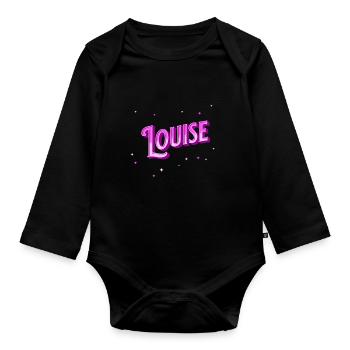 Louise nom personnalisé - Body Bébé bio manches longues - noir - Devant