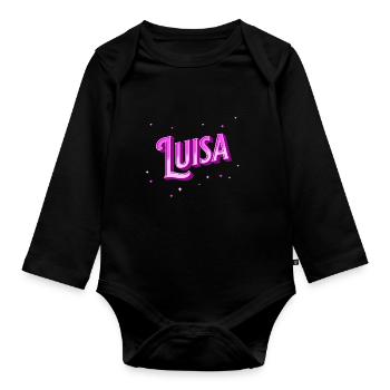 Le nom de Luisa personnalisé - Body Bébé bio manches longues - noir - Devant