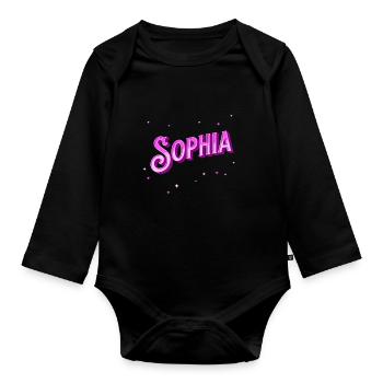 Sophia's name personalized - Organic Longsleeve Baby Bodysuit - black - Front
