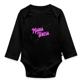 Maria Teresa Namen personalisiert - Baby Bio-Langarm-Body - Schwarz - Vorne