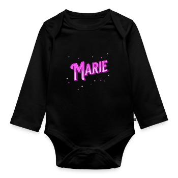 Marie nom personnalisé - Body Bébé bio manches longues - noir - Devant