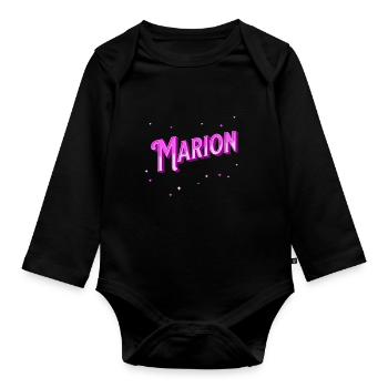 Nom Marion personnalisé - Body Bébé bio manches longues - noir - Devant