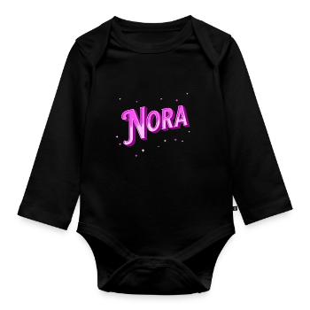 Nora Namen personalisiert - Baby Bio-Langarm-Body - Schwarz - Vorne