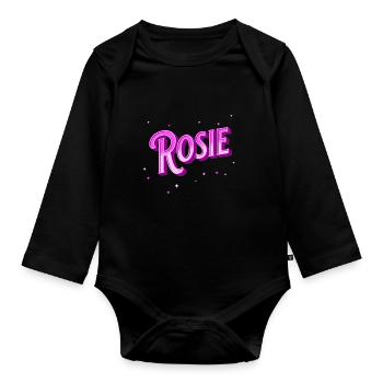 Nom Rosie personnalisé - Body Bébé bio manches longues - noir - Devant