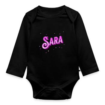 Sara name personalized - Organic Longsleeve Baby Bodysuit - black - Front