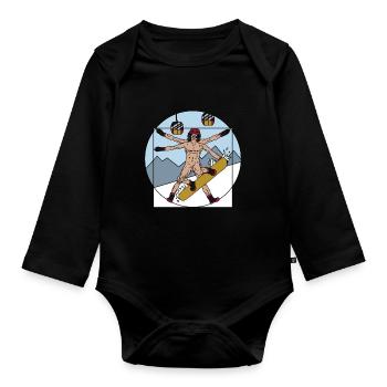 Snowboard Piste Montagnes Snowboard amusant - Body Bébé bio manches longues - noir - Devant