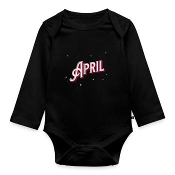 Prénoms d'avril personnalisés - Body Bébé bio manches longues - noir - Devant