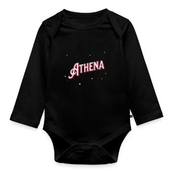 Prénom Athéna personnalisé - Body Bébé bio manches longues - noir - Devant