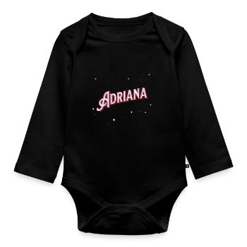Prénom Adriana personnalisé - Body Bébé bio manches longues - noir - Devant