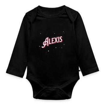 Alexis Namen personalisiert - Baby Bio-Langarm-Body - Schwarz - Vorne