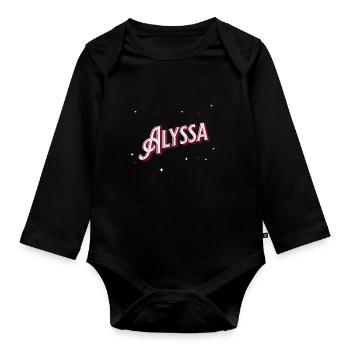 Prénom Alyssa personnalisé - Body Bébé bio manches longues - noir - Devant