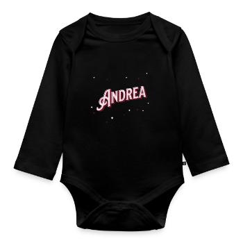 Andrea name personalized - Organic Longsleeve Baby Bodysuit - black - Front