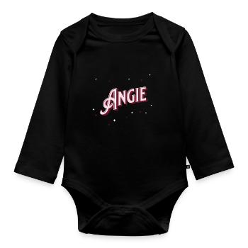 Prénom Angie personnalisé - Body Bébé bio manches longues - noir - Devant