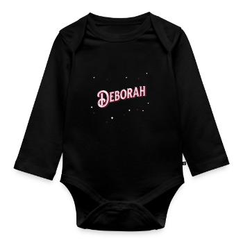 Deborah Namen personalisiert - Baby Bio-Langarm-Body - Schwarz - Vorne