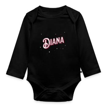 Prénom Diana personnalisé - Body Bébé bio manches longues - noir - Devant