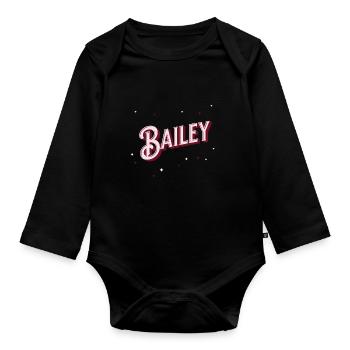 Bailey Namen personalisiert - Baby Bio-Langarm-Body - Schwarz - Vorne