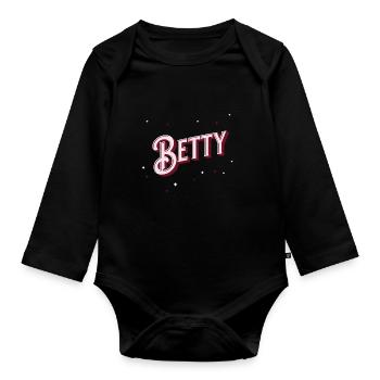 Prénom Betty personnalisé - Body Bébé bio manches longues - noir - Devant