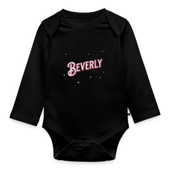 Beverly name personalized - Organic Longsleeve Baby Bodysuit - black - Front