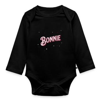 Bonnie name personalized - Organic Longsleeve Baby Bodysuit - black - Front