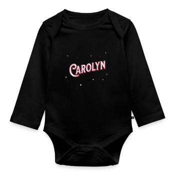 Prénom Carolyn personnalisé - Body Bébé bio manches longues - noir - Devant
