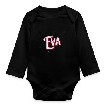 Eva Namen personalisiert - Baby Bio-Langarm-Body - Schwarz - Vorne