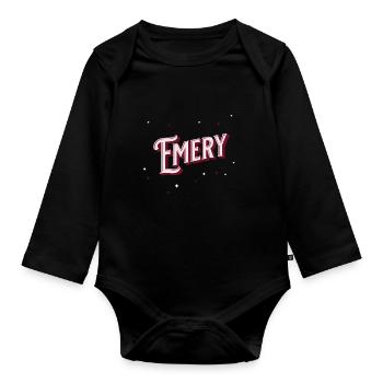 Nom Emery personnalisé - Body Bébé bio manches longues - noir - Devant