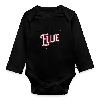 Prénom Ellie personnalisé - Body Bébé bio manches longues - noir - Devant