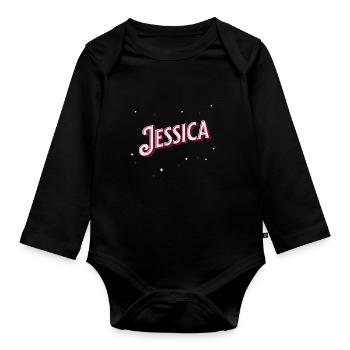 Jessica Namen personalisiert - Baby Bio-Langarm-Body - Schwarz - Vorne