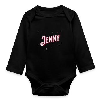 Nom Jenny personnalisé - Body Bébé bio manches longues - noir - Devant