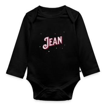 Prénom Jean personnalisé - Body Bébé bio manches longues - noir - Devant