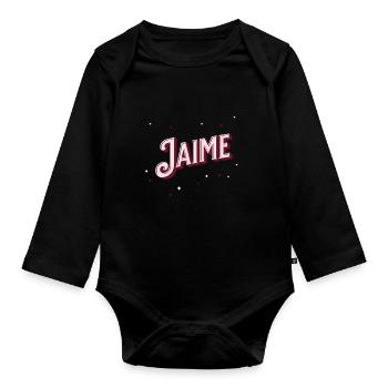Prénom Jaime personnalisé - Body Bébé bio manches longues - noir - Devant