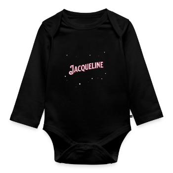 Jacqueline Namen personalisiert - Baby Bio-Langarm-Body - Schwarz - Vorne